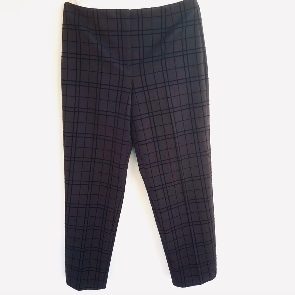 Talbots Stretch Plaid Pattern Flat Front Brown Pa… - image 1